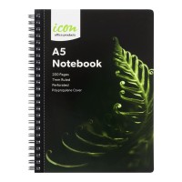 3-Pack Spiral Notebook A5 PP Cover Black 200 pg