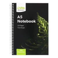 3-Pack Spiral Notebook A5 Soft cover 120 pg 70% Recycled