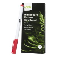 12-Pack Whiteboard Marker Slim Fine Tip Red