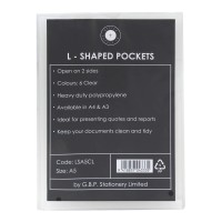 6-PK - L Shaped Pockets OSC Heavy Duty Clear 180 Microns A5