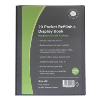 OSC Refillable Display Book A3 20 Pocket Black