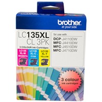 Brother LC135XL 3 Pack 1,200 Pages (x3 Colours C+Y+M) - Genuine