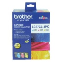 Brother LC67C+M+Y Ink Cartridges 3 Pack -325 Pages/Colour - Genuine