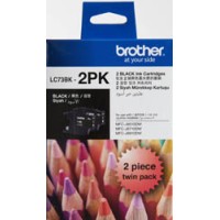 Brother LC73BK Ink Cartridge Twin Pack - Black 600 Pages Each - Genuin