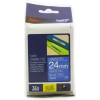 Brother TZE555 24mm White on Blue Laminated Tape - Genuine