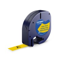 Dymo 91332 Letratag Plastic 12mm x 4m Yellow Label Tape - Genuine