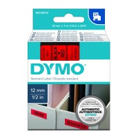 Dymo 45017 12mm x 7m Black on Red D1 Label Tape - Genuine