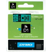 Dymo 12mm x 7m Black on Green D1 Label Tape - Genuine