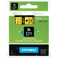Dymo 9mm x 7m Black on Yellow D1 Label Tape - Genuine