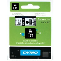 Dymo 6mm x 7m Black on Clear D1 Label Tape - Genuine