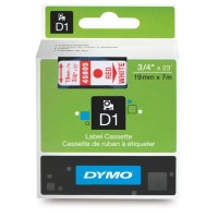 Dymo 19mm x 7m Red on White D1 Label Tape - Genuine