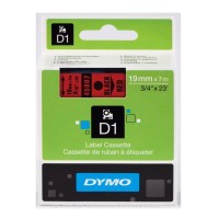 Dymo 19mm x 7m Black on Red D1 Label Tape - Genuine