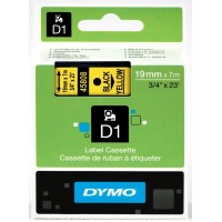 Dymo 19mm x 7m Black on Yellow D1 Label Tape - Genuine