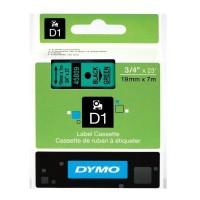 Dymo 19mm x 7m Black on Green D1 Label Tape - Genuine