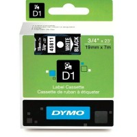 Dymo 19mm x 7m White on Black D1 Label Tape - Genuine