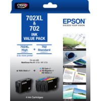 Epson 702XL / 702 Ink Cartridge 4 Pack - Genuine