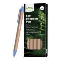 Icon Eco Ballpoint Retractable Pen Blue, Pack of 12