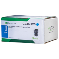 Lexmark C236 - C236HC0 Cyan Toner 2,300 Pages - Genuine Lexmark C236 - C236HC0 Cyan Toner 2,300 Pages - Genuine