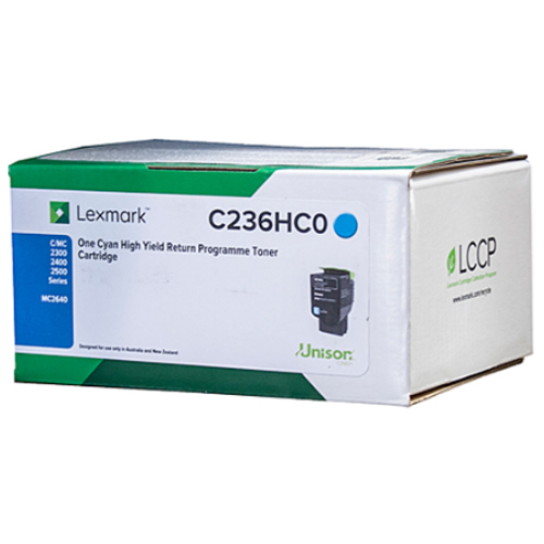 Lexmark C236 - C236HC0 Cyan Toner 2,300 Pages - Genuine Lexmark C236 - C236HC0 Cyan Toner 2,300 Pages - Genuine