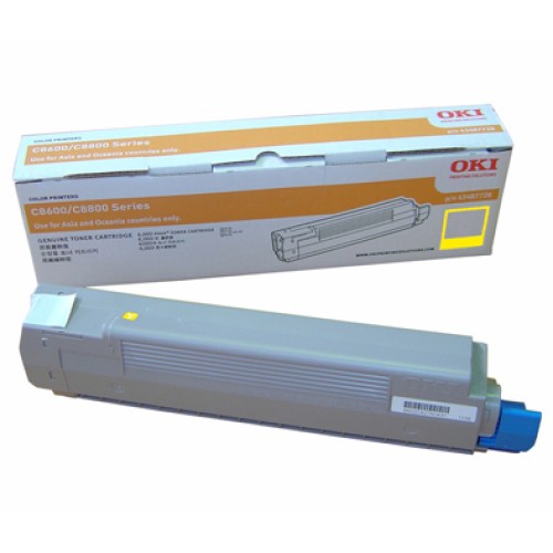 Oki 43487725 Yellow Toner - C8600 C8800 - Genuine
