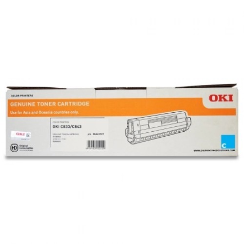 Oki 46443107 Cyan Toner - C833 C843 - Genuine