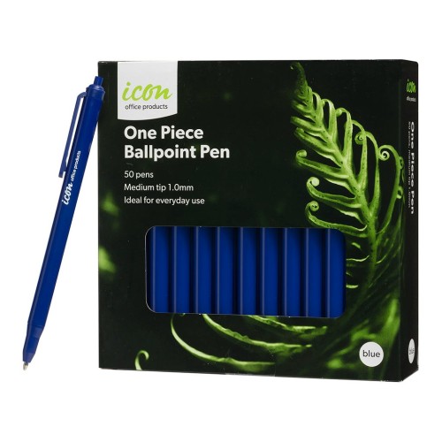 50-Pack One Piece Ballpoint Pen Blue 1.0 mm