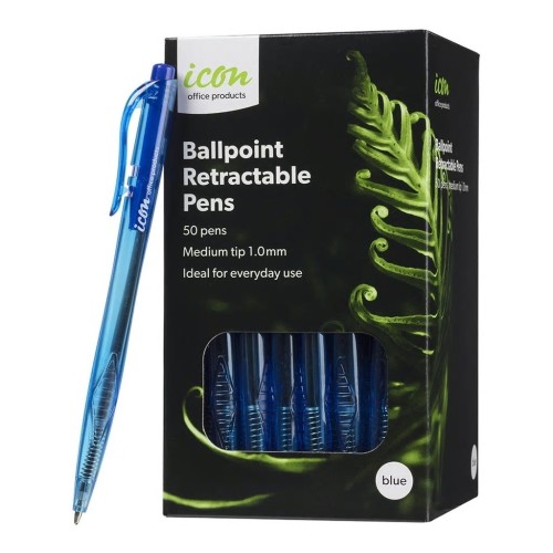 Ballpoint Retractable Pens Medium Blue - 50 Pack Ballpoint Retractable Pens Medium Blue - 50 Pack