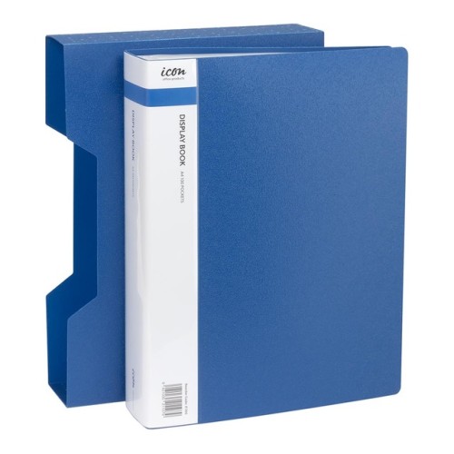 Display Book A4 with Insert Spine 100 Pocket with Case Blue Display Book A4 with Insert Spine 100 Pocket with Case Blue