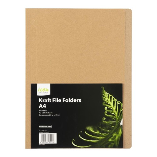 10 Kraft Manilla File Folders 200gsm A4