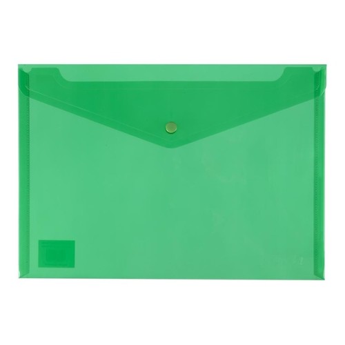 PP Document Wallet A4 Button Closure Green PP Document Wallet A4 Button Closure Green