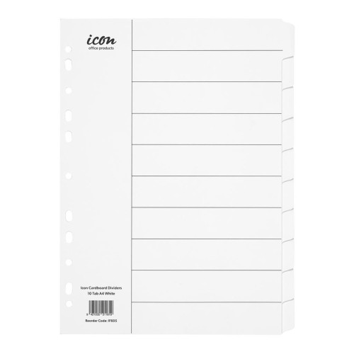 Cardboard Dividers 10 Tab White Cardboard Dividers 10 Tab White