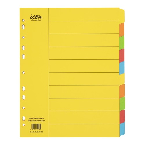 Cardboard Dividers Extra Wide 10 Tab Coloured Cardboard Dividers Extra Wide 10 Tab Coloured