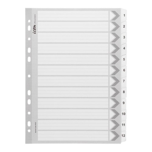 Cardboard Indices with Reinforced Tabs 1-12 White