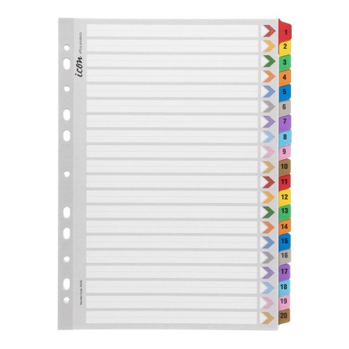 Cardboard Indices with Reinforced Tabs 1-20 Coloured Cardboard Indices with Reinforced Tabs 1-20 Coloured