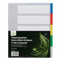 PP Dividers Extra Wide 5 Tab Coloured
