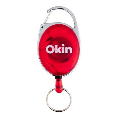 Okin Retractable Snap Lock Key and ID Card Holder Red Okin Retractable Snap Lock Key and ID Card Holder Red