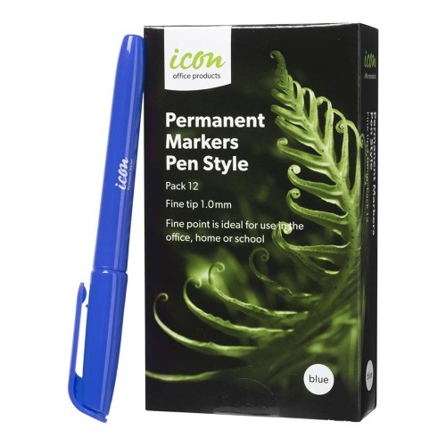 12-Pack Permanent Marker Pen Style Blue 12-Pack Permanent Marker Pen Style Blue