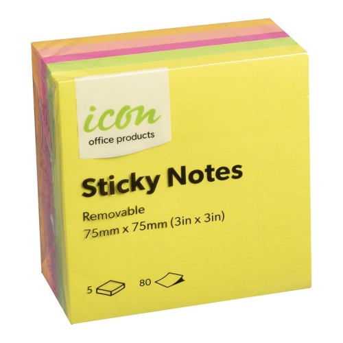 Sticky Notes 75mm x 75mm Neon 5 Pack Sticky Notes 75mm x 75mm Neon 5 Pack