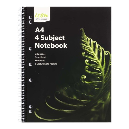 2-Pack Spiral 4 Subject Notebook A4 Soft Cover 320pg 2-Pack Spiral 4 Subject Notebook A4 Soft Cover 320pg