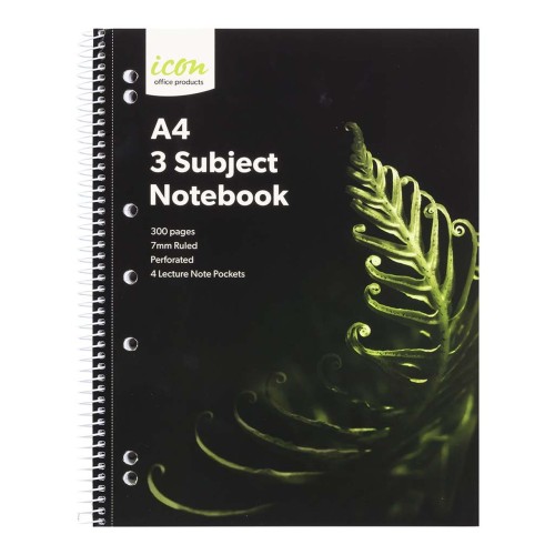 2-Pack Spiral 3 Subject Notebook A4 Soft Cover 300pg 2-Pack Spiral 3 Subject Notebook A4 Soft Cover 300pg