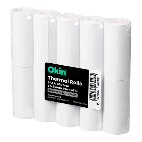 10-Pack Thermal Roll BPA Free 57mm x 25mm 65gsm