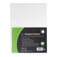 6-Pack - L Shaped Pockets OSC Heavy Duty Clear 180 Micron A3 6-Pack - L Shaped Pockets OSC Heavy Duty Clear 180 Micron A3
