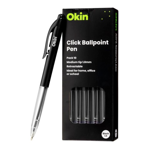 Click Ballpoint Pen 10-Pack 1.0mm Medium Nib Black Click Ballpoint Pen 10-Pack 1.0mm Medium Nib Black
