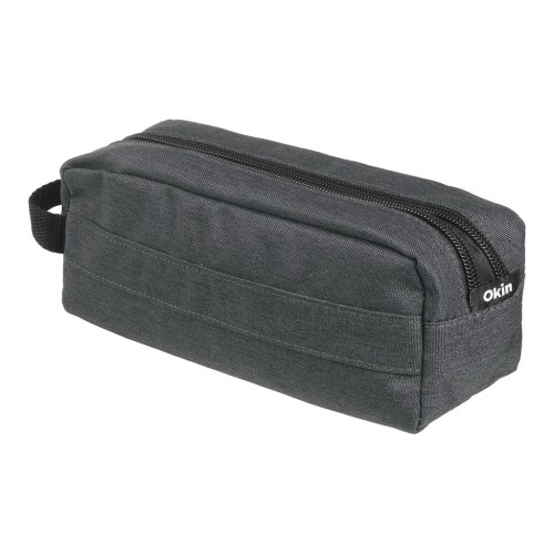 Okin Pencil Case Barrel 2 Zip Dark Grey 22x8x8cm Okin Pencil Case Barrel 2 Zip Dark Grey 22x8x8cm