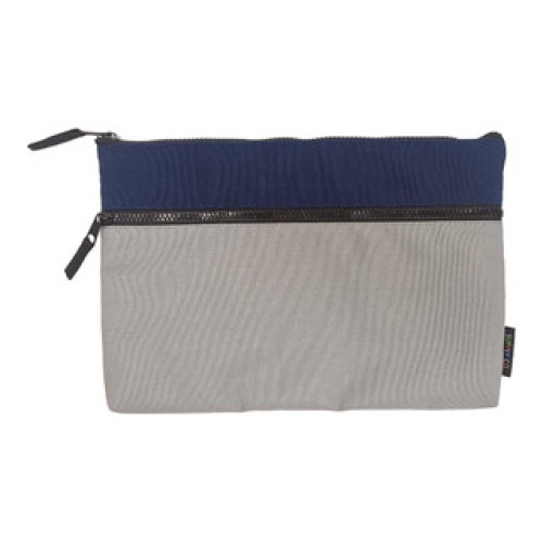 Supply Co Pencil Case 2 Zip Blue Grey 34x23x2.5cm Supply Co Pencil Case 2 Zip Blue Grey 34x23x2.5cm