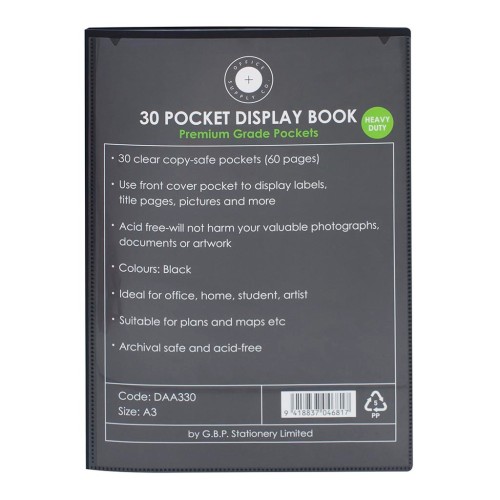 OSC Insert Display Book A3 30 Pocket Black OSC Insert Display Book A3 30 Pocket Black