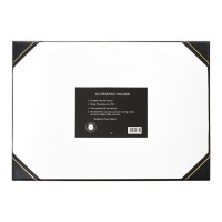 A2 Desk Pad and Holder With PVC Corners, Gold Trim A2 Desk Pad and Holder With PVC Corners, Gold Trim