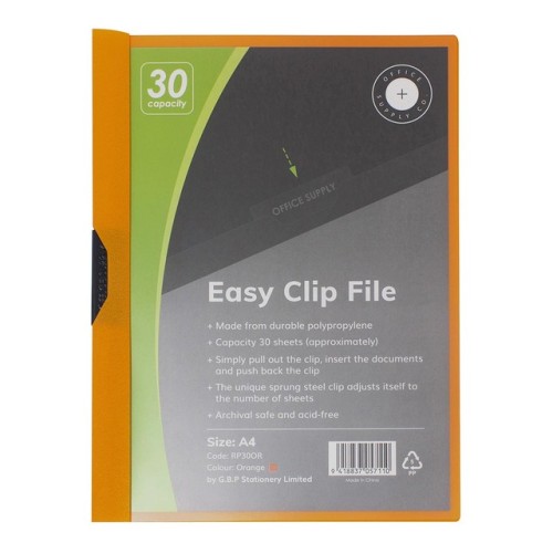 Clip Easy File A4 Orange 30 Sheet Clip Easy File A4 Orange 30 Sheet
