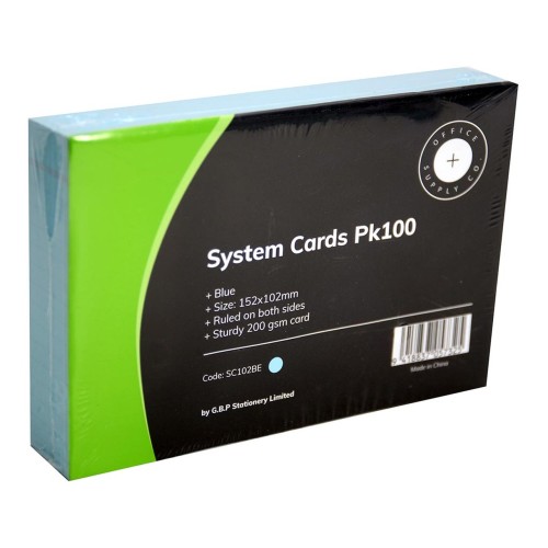 OSC System Cards Ruled 102 x 152mm Blue Pack 100 OSC System Cards Ruled 102 x 152mm Blue Pack 100