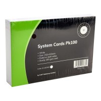 System Cards Ruled 102 x 152mm White Pack 100